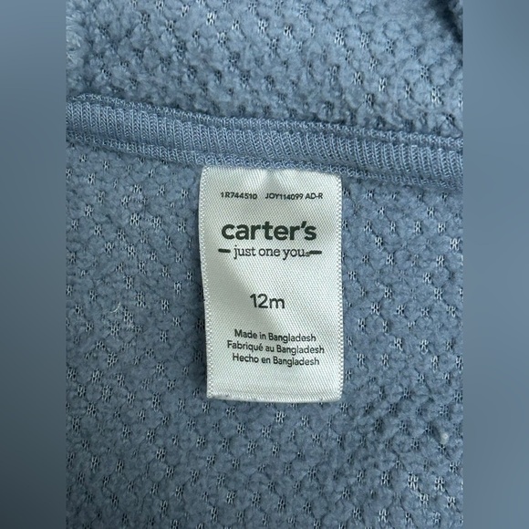 Carters 12 Months Light Blue Sweater Hooded Bear Ears (0245) - Picture 7 of 7